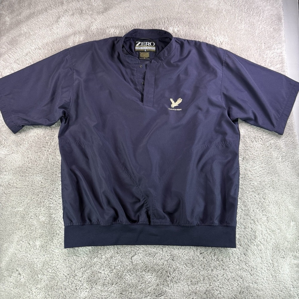 Zero Restriction Mens XL Golf Wind Shirt Navy Short Sleeve Pullover V Neck